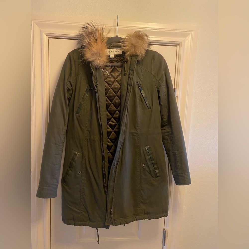 TRINA TURK Coat with Fur Hood